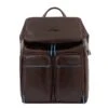 Piquadro Blue Square Backpack Two Front Pockets Brown