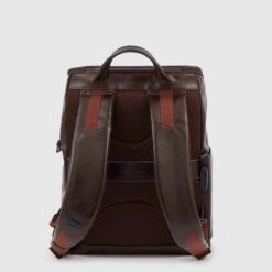Piquadro Blue Square Backpack Two Front Pockets Brown -Ospre Koffers Winkel image 11066