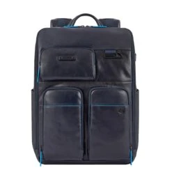 Piquadro Blue Square Computer Backpack With IPad Pro Blue