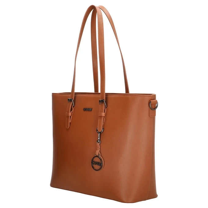 Charm London Birmingham Shopper 15.6 Inch Cognac 4 Charm London Birmingham Shopper 15.6 Inch Cognac - Afbeelding 4