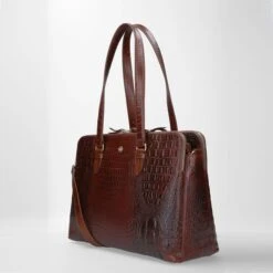 FMME. Charlotte 13.3 Workingbag 3 Pockets Croco Brown -Ospre Koffers Winkel image 11457