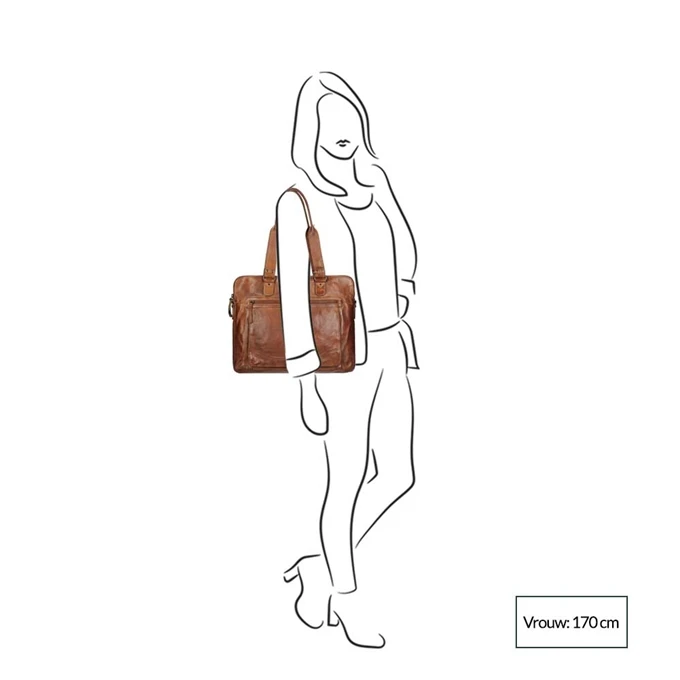 Bear Design Cow Lavato Laptopschoudertas Cognac 2 Bear Design Cow Lavato Laptopschoudertas Cognac - Afbeelding 2