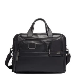 Tumi Alpha Expandable Organizer Laptop Brief Leather Black