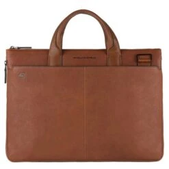 Piquadro Black Square Small Expandable Computer Bag 15.6" Tobacco