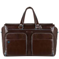 Piquadro Blue Square Duffel Bag Brown