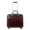 Piquadro Black Square Briefcase With Wheels 2 Compartments Brown