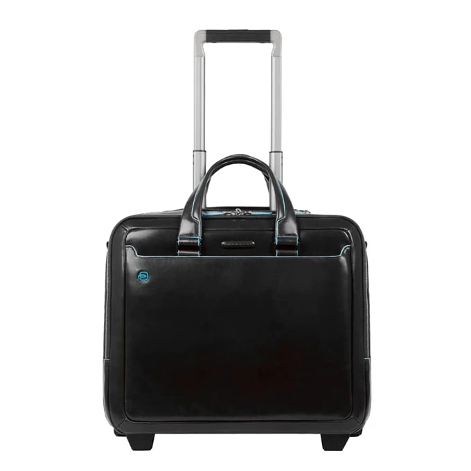 Piquadro Black Square Briefcase With Wheels 2 Compartments Black 1 Piquadro Black Square Briefcase With Wheels 2 Compartments Black