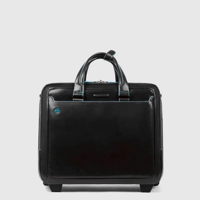 Piquadro Black Square Briefcase With Wheels 2 Compartments Black 2 Piquadro Black Square Briefcase With Wheels 2 Compartments Black - Afbeelding 2