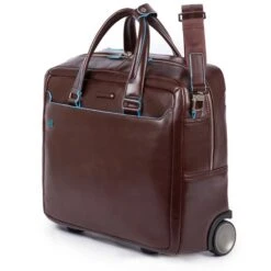 Piquadro Black Square Briefcase With Wheels Brown -Ospre Koffers Winkel image 5974