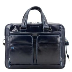 Piquadro Blue Square Organized Laptop & IPad Case Night Blue