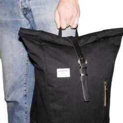 Sandqvist Dante Backpack Black With Black Leather -Ospre Koffers Winkel image 6946