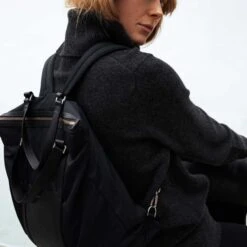 Sandqvist Marta Backpack Black With Black Leather -Ospre Koffers Winkel image 8447