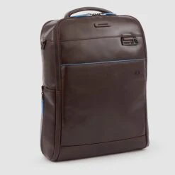 Piquadro Blue Square Computer Backpack Plain With IPad Pro Brown -Ospre Koffers Winkel image 9130